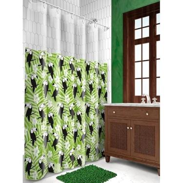 Imagem de Cortina de Box Banheiro Vinil com Ganchos – Cortina para Box Impermeável e Fácil de Limpar (SAIA TUCANOS)