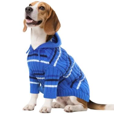 Imagem de Kuoser Suéter de cachorro, suéteres para cães médios para meninas e meninos, suéter para cães de Natal de Ação de Graças, moletom com capuz macio, roupas de outono e inverno para animais de estimação