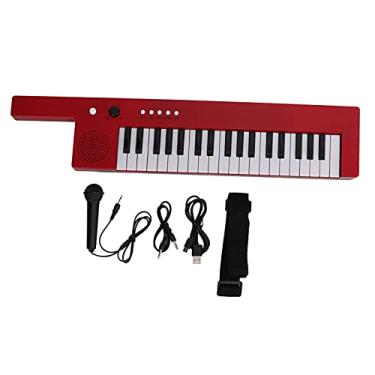 Imagem de Estink 37 Teclas Teclado Piano, Órgão Eletrônico Portátil Mini Keytar Com Bateria de Lítio Integrada 32 Notas de Polifonia para Iniciantes Crianças Adultos (BF-3755 Vermelho)