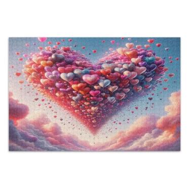 Imagem de Dia dos Namorados Lovely Heart Balloons Puzzle Games com letras nas costas quebra-cabeça para adultos 500 peças