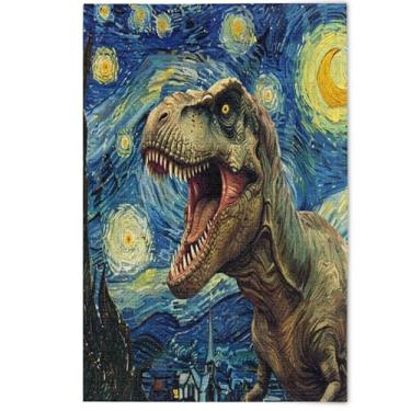 Imagem de Quebra-cabeças para adultos 500 peças arte dinossauro noite estrelada amigos amigos família presentes legais grandes quebra-cabeças floral paisagem arte, 500 peças, 52 cm x 37,8 cm