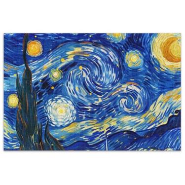 Imagem de Noite estrelada Van Gogh quebra-cabeça adulto 500 peças família elefante branco presentes grande quebra-cabeça desenho animado animal
