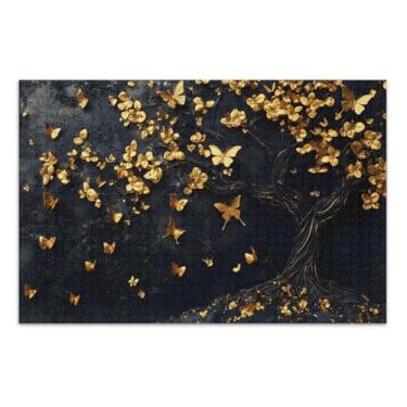 Imagem de Quebra-cabeças de árvore de borboleta dourados exclusivos com letras nas costas quebra-cabeças engraçados para adultos 1000 peças