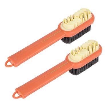 Imagem de Fukaisu 2 Escova 2 em 1 para Sapatos de Camurça, Borracha Polimento Sapatos com cerdas Macias Ferramenta Polir Camurça Escova Limpeza para Tênis de Crepe e Nobuck (Laranja)