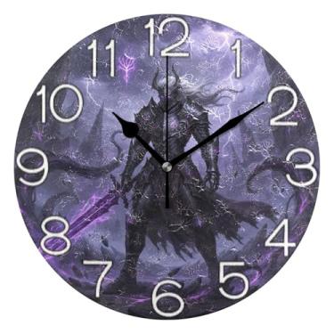 Imagem de GAIGEO Relógio de parede analógico decorativo operado por bateria silencioso relógio de cozinha rústico, arte de decoração moderna de meados do século, número de relógio branco com Kedu, 25 cm