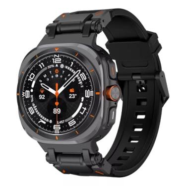 Imagem de Pulseira De Silicone Premium Conector De Aço Inoxidável Preto Marca 123smart 123-pre-10 Compativel Com Galaxy Watch Ultra 47mm Sm-l700 L705 (Preto)