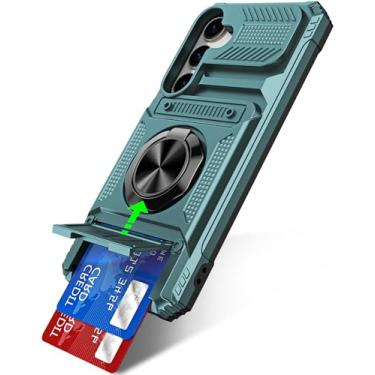 Imagem de Capa para Samsung Galaxy A14 com suporte de anel giratório de 360° e suporte para cartão [com protetor de tela] capa de grau militar, capa protetora resistente à prova de choque para Samsung A14 5G