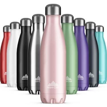 Imagem de Mont-Clair Garrafa de água de aço inoxidável, isolada a vácuo, livre de BPA, bebidas quentes 12h e frias 24h, garrafa de água de metal 500 ml, à prova de vazamento, ideal para adultos, crianças