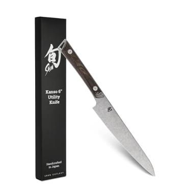 Imagem de Shun Faca utilitária Kanso de 15 cm, faca de cozinha japonesa feita à mão, lâmina de aço inoxidável AUS10A, cabo Tagayasan, precisão e nitidez para chefs profissionais e domésticos