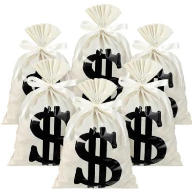 Imagem de Tenare 100 sacos de petisco para dinheiro, letreiros, lembrancinhas, doces, celofane, sacos de saque para sinalização de festa, com fita de 22 metros para suprimentos temáticos de brinquedo (20 x 28