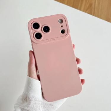 Imagem de SFDSUH Capa protetora para lente da câmera do iPhone 16, feita de silicone macio e resistente a impactos (rosa claro).