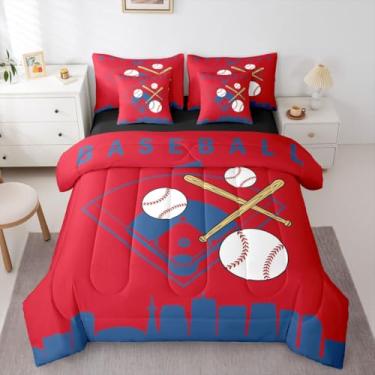Imagem de Erosebridal Jogo de cama solteiro de beisebol infantil de softball, cidade de softball, para meninos, adolescentes e jovens, jogo de cama com lençol de cima, com lençol de cima, Toronto