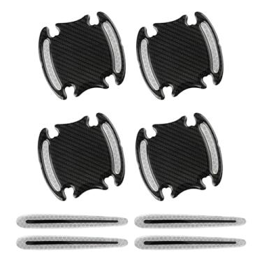 Imagem de JYIS 8 peças de protetores refletivos contra arranhões para maçaneta de porta de carro, fibra de carbono, adesivo de tigela de alça de carro, protetor de tinta universal antiarranhões, adesivos