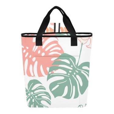 Imagem de Joitme Lancheiras masculinas para trabalho, folhas coloridas de Monstera, branca, isolada, mochila térmica com 36 latas, mochila refrescante para mulheres e viagens