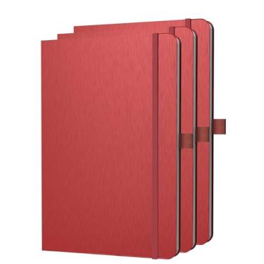 Imagem de ONAVIA Caderno de capa dura pautado papel 80GSM pacote com 3 - vermelho, tamanho A5