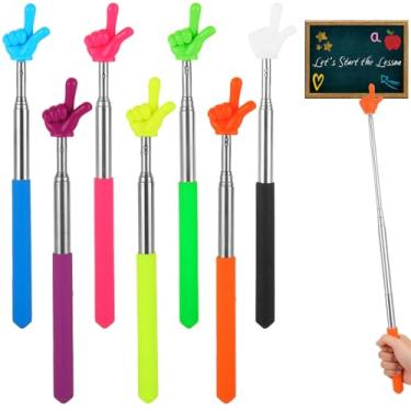 Imagem de STARVAST 21 peças de ponteiro para sala de aula, bastão de ponteiro multiuso para professores, dedo extensível, ponteiro telescópico retrátil para quadro branco de apresentação (7 cores)