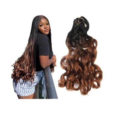 Imagem de Extensões De Cabelo Sintético Ombre Cacheado Francês Com Ondas Soltas 