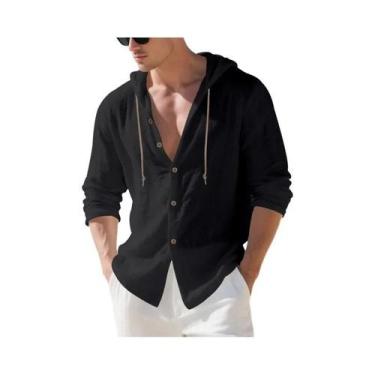Imagem de Cardigan Masculino Solto De Manga Longa Com Capuz, 15 Cores, Camisa Ca