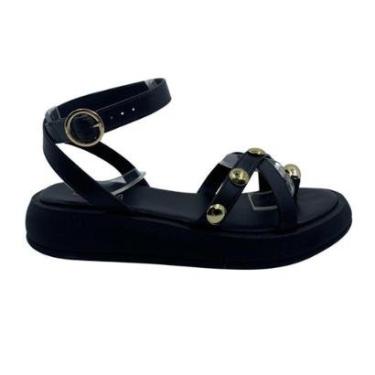 Imagem de Sandália Flatform Sua Cia com Enfeite Preta 16243 - Preto 38-Feminino