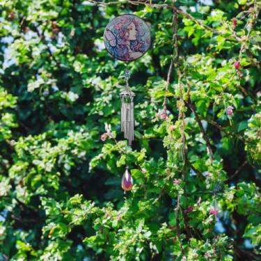 Imagem de ICE ARMOR Cena de silhueta de fada longa de 53 cm, estátua de sino de vento, escultura, ornamento, decoração de casa/quarto, ideias para inauguração de casa, feriados e aniversários, ótimo item