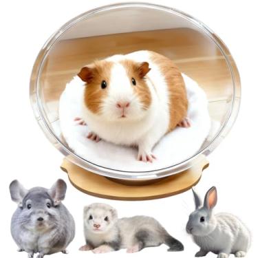 Imagem de Copfeu Cápsula espacial cama de porquinho da índia brinquedo para cama de animais de estimação pequenos com almofada de algodão suporte de madeira maciça, ninho de gatinho giratório estável, casa de