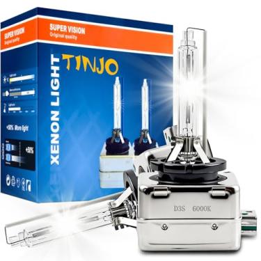 Imagem de TINJO Para 2013 2014 Ford F150 HID Faróis D3S Xenon Bulb, F-150 Caminhão Projetor Farol 35W 7L7Z-13N021-A, 6000K Cool Bright White F 150 Adaptive Light Substituição OEM D3SC1 4300K, pacote com 2