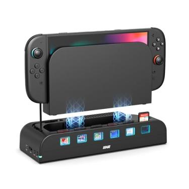 Imagem de IINE Switch 2 Docking Station with Cooling Fan, RGB Dock Cooler with Dual-Fan System for Enhanced Console Performance, Plug & Play, Game Card Storage, Switch 2 Accessories