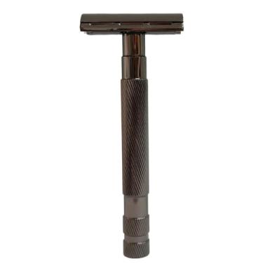 Imagem de Sonew Cortador de Barba Manual Vintage, Aparador de Precisão Tradicional para Preparação Corporal Facial Com 10 Lâminas, Ferramenta de Barbear Compacta para Casa e Viagem (cinza escuro)