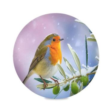 Imagem de Wassud Jogo americano Snowy Birds tapetes de mesa redondos para cozinha e jantar tapetes laváveis resistentes ao calor decoração de mesa 39 cm