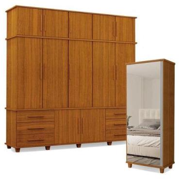 Imagem de Guarda Roupa Casal 5 Portas E Armário Multiuso Londres Freijó  Luapa M