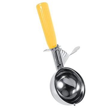 Imagem de Fesjoy Colher de Sorvete de Aço Inoxidável 8 Cm, Alça Plástico, Alavanca Liberação, Design Antiderrapante, Leve, Perfeita para Casa, Loja Sobremesas, café, Restaurante, (5,5cm)