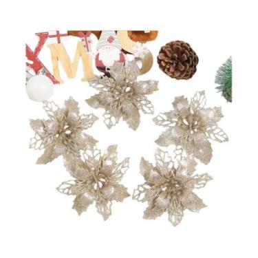 Imagem de Guirlanda De Flores De Natal Artificiais Com Glitter, Decorações De 5 
