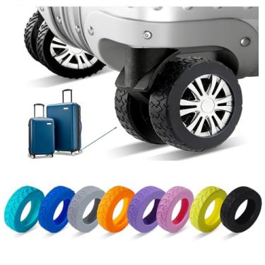 Imagem de 8 peças de capas de roda de bagagem, capas de roda de silicone para bagagem, malas de mão de 5 a 6 cm ou rodízio de cadeira de escritório, design resistente a arranhões e redução de ruído, acessórios