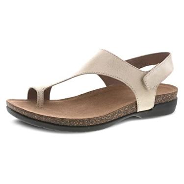 Imagem de Dansko Sandália feminina Reece – Sola de borracha leve para uso prolongado – Versátil, casual, elegante, com alça de velcro, linho, 8.5-9