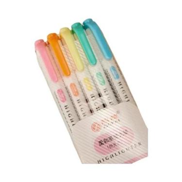 Imagem de Conjunto De Canetas Marcadoras Pastel 5 Cores Dupla Face Marcadores Fl