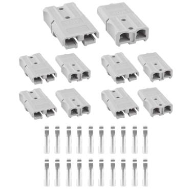 Imagem de Leehitech Conector Anderson de 10 peças 50A-600V com 12/10/8/6AWG, conector de conexão/desconexão rápida da bateria, kit de plugue Anderson para reboque, sistemas de reboque, guincho de recuperação