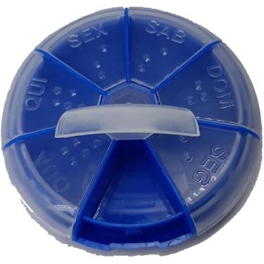 Imagem de 1 Caixa Porta Comprimidos Redondo Organizador Semanal Remédio Diário (Azul)