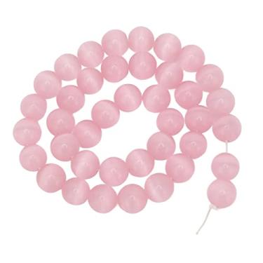 Imagem de Ainoli contas diy brilhantes mais suaves excelente polimento contas de olho de gato para artesanato faça você mesmo pulseiras colares brincos anéis (Rosa claro)