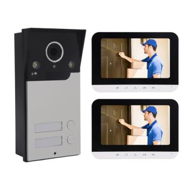 Imagem de Qinlorgo Câmera de Campainha Com Tela de 7 Polegadas Sem Fio, Aplicativo WIFI 120 ° Vários Tipos de Bloqueio Gravação de Campainha de Vídeo Com Segurança Vídeo (Plugue EUA 100 a 240V)