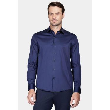 Imagem de Camisa Aramis Manga Longa Slim Cetim Com Elastano Marinho-Masculino