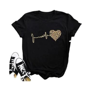 Imagem de Camiseta Feminina De Verão Com Estampa De Leopardo E Padrão De Batimen