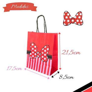 Imagem de Sacola De Papel Kraft Presente Estampadas 17,5X8,5X21,5Cm