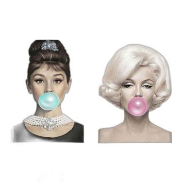 Imagem de Kit 02 Quadros Decorativos Audrey E Marilyn Chicletes