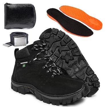 Imagem de Kit Bota Coturno Adventure Masculino em Couro e Solado Costurado Adulto,Infantil e Tamanho Especial (Preto, BR, Adulto, Numérico, 45)