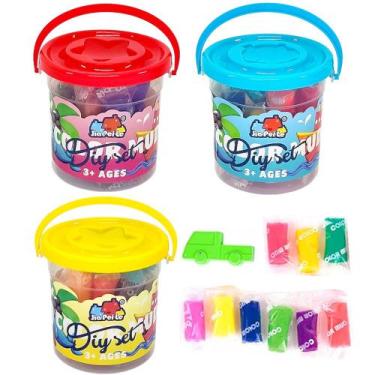 Imagem de 3 Baldinhos de Massinha Infantil com 27 Massas 3 Acessórios - Goal Kid