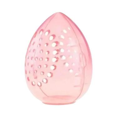 Imagem de Organizador De Esponjas Cosméticas Portátil Rosa E Branco, Caixa De Ma