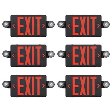 Imagem de TANLUX Placa de saída preta com luzes de emergência, luz LED de saída de emergência com bateria reserva, certificação UL, AC 120/277V, combinação de luzes de emergência comerciais para empresas