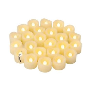 Imagem de Vela Eletrônica LED Cintilante Marfim Sem Chama, Operada a Pilha, Tipo