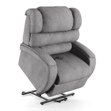 Imagem de Poltrona do Papai Reclinável Napoli Elevação Lift Elétrico Linho Cinza FH1 - D'Rossi