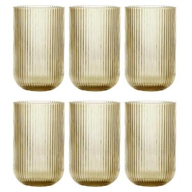 Imagem de Jogo C/ 6 Copos de Vidro Versalhes Âmbar 460ml Luxo Bebidas Água Suco 